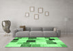 Machine Washable Patchwork Emerald Green Transitional Area Rugs in a Living Room,, wshcon976emgrn