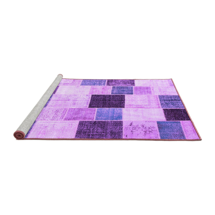 Sideview of Machine Washable Patchwork Purple Transitional Area Rugs, wshcon976pur