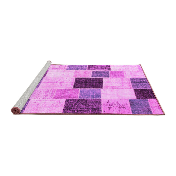 Sideview of Machine Washable Patchwork Pink Transitional Rug, wshcon976pnk