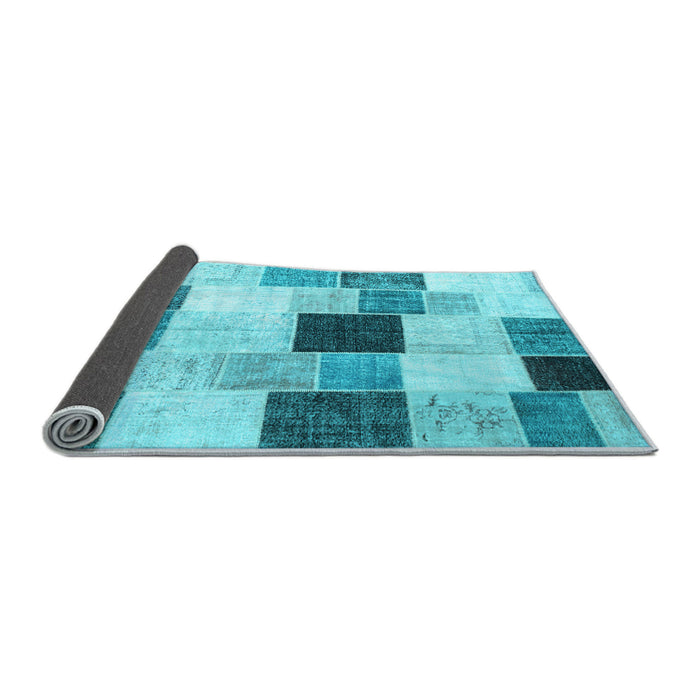 Sideview of Patchwork Light Blue Transitional Rug, con976lblu