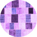 Round Patchwork Purple Transitional Rug, con976pur