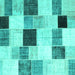 Square Machine Washable Patchwork Turquoise Transitional Area Rugs, wshcon976turq