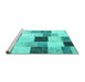 Sideview of Machine Washable Patchwork Turquoise Transitional Area Rugs, wshcon976turq