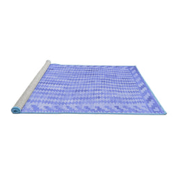 Sideview of Machine Washable Southwestern Blue Country Rug, wshcon977blu