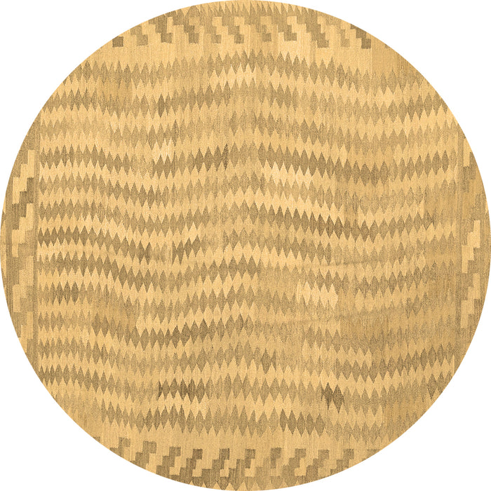 Round Machine Washable Southwestern Brown Country Rug, wshcon977brn