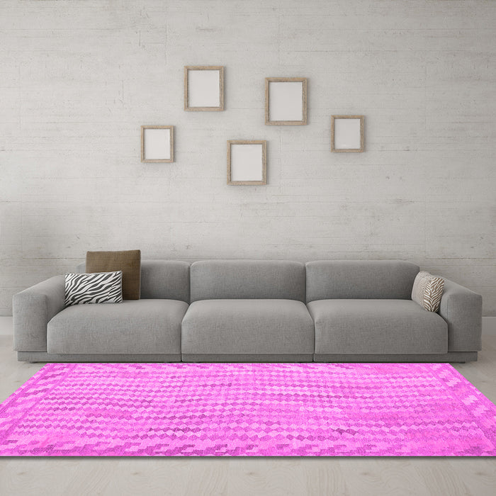 Machine Washable Southwestern Pink Country Rug in a Living Room, wshcon977pnk