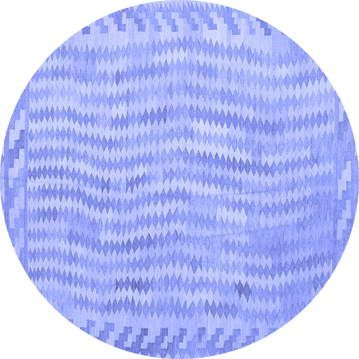 Round Southwestern Blue Country Rug, con977blu