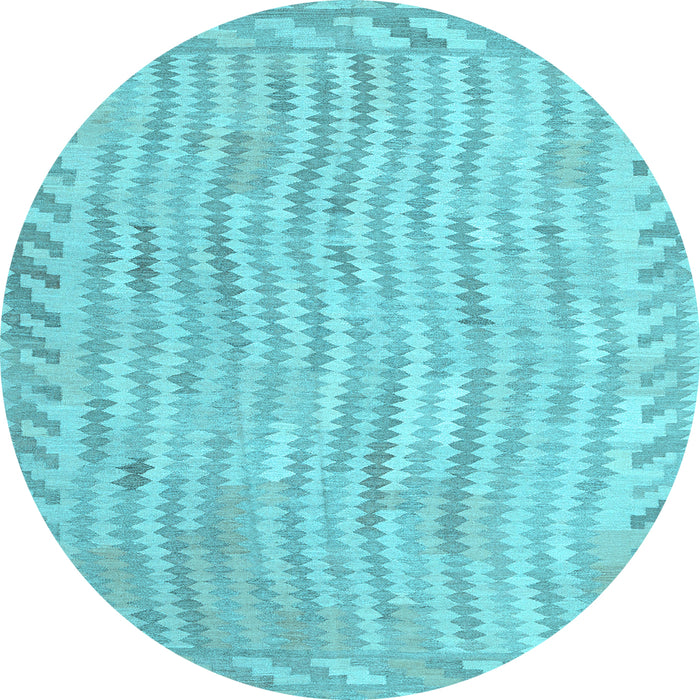 Round Southwestern Light Blue Country Rug, con977lblu