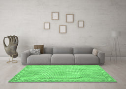 Machine Washable Southwestern Emerald Green Country Area Rugs in a Living Room,, wshcon977emgrn