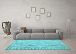Machine Washable Southwestern Light Blue Country Rug in a Living Room, wshcon977lblu