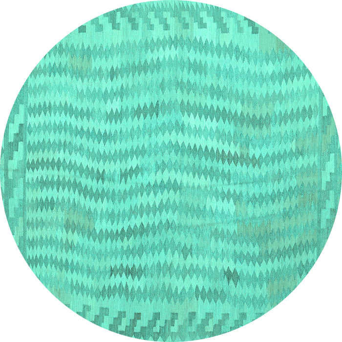 Round Southwestern Turquoise Country Rug, con977turq