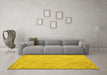 Machine Washable Southwestern Yellow Country Rug in a Living Room, wshcon977yw