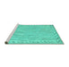 Sideview of Machine Washable Southwestern Turquoise Country Area Rugs, wshcon977turq