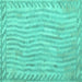 Square Machine Washable Southwestern Turquoise Country Area Rugs, wshcon977turq