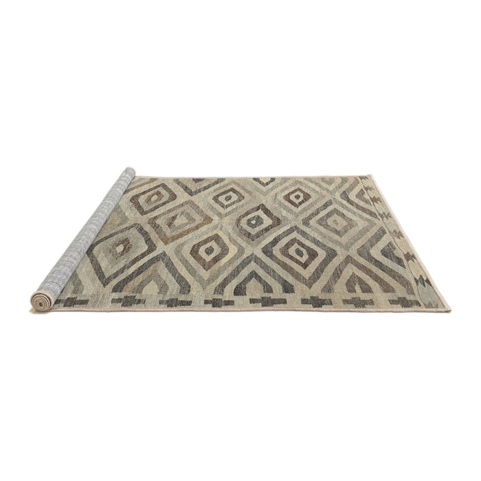 Serging Thickness of Machine Washable Contemporary Khaki Green Rug, wshcon978