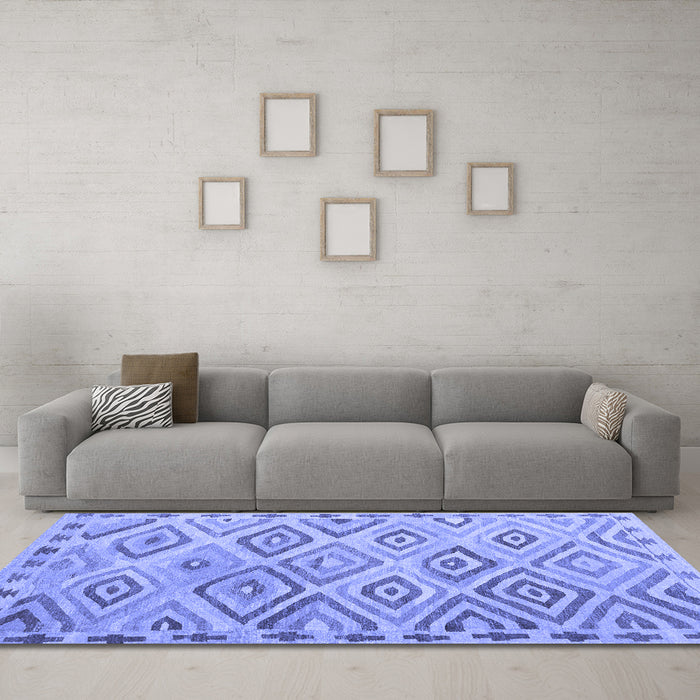 Machine Washable Southwestern Blue Country Rug in a Living Room, wshcon978blu