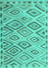 Machine Washable Southwestern Turquoise Country Area Rugs, wshcon978turq