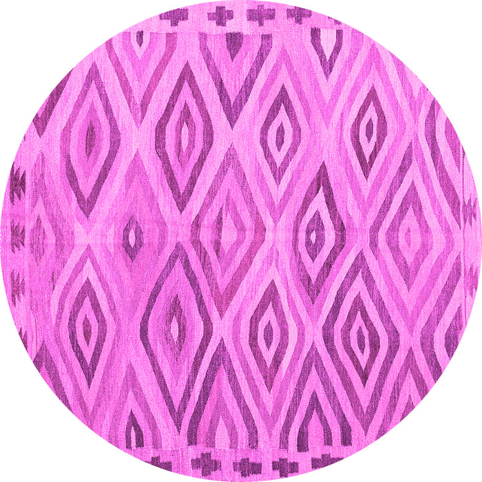 Round Machine Washable Southwestern Pink Country Rug, wshcon978pnk