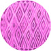 Round Machine Washable Southwestern Pink Country Rug, wshcon978pnk