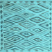 Square Machine Washable Southwestern Light Blue Country Rug, wshcon978lblu