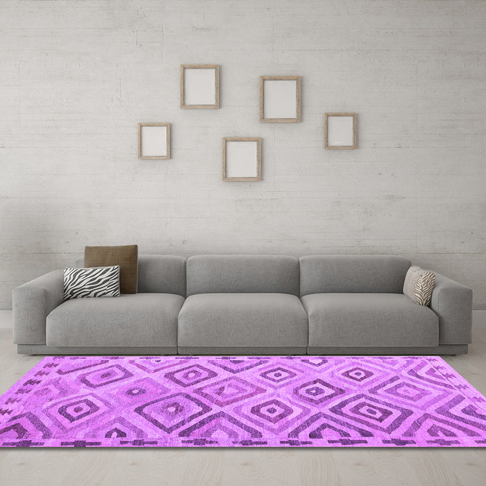 Machine Washable Southwestern Purple Country Area Rugs in a Living Room, wshcon978pur