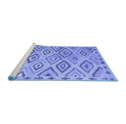 Sideview of Machine Washable Southwestern Blue Country Rug, wshcon978blu