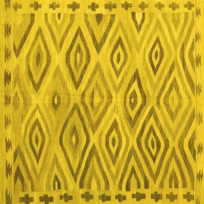 Square Machine Washable Southwestern Yellow Country Rug, wshcon978yw