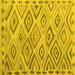 Square Machine Washable Southwestern Yellow Country Rug, wshcon978yw