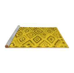 Sideview of Machine Washable Southwestern Yellow Country Rug, wshcon978yw