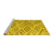 Sideview of Machine Washable Southwestern Yellow Country Rug, wshcon978yw