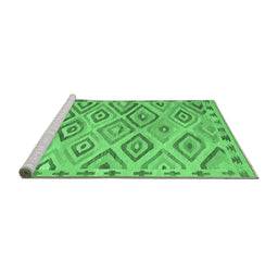 Sideview of Machine Washable Southwestern Emerald Green Country Area Rugs, wshcon978emgrn