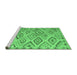 Sideview of Machine Washable Southwestern Emerald Green Country Area Rugs, wshcon978emgrn