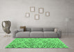 Machine Washable Southwestern Emerald Green Country Area Rugs in a Living Room,, wshcon978emgrn