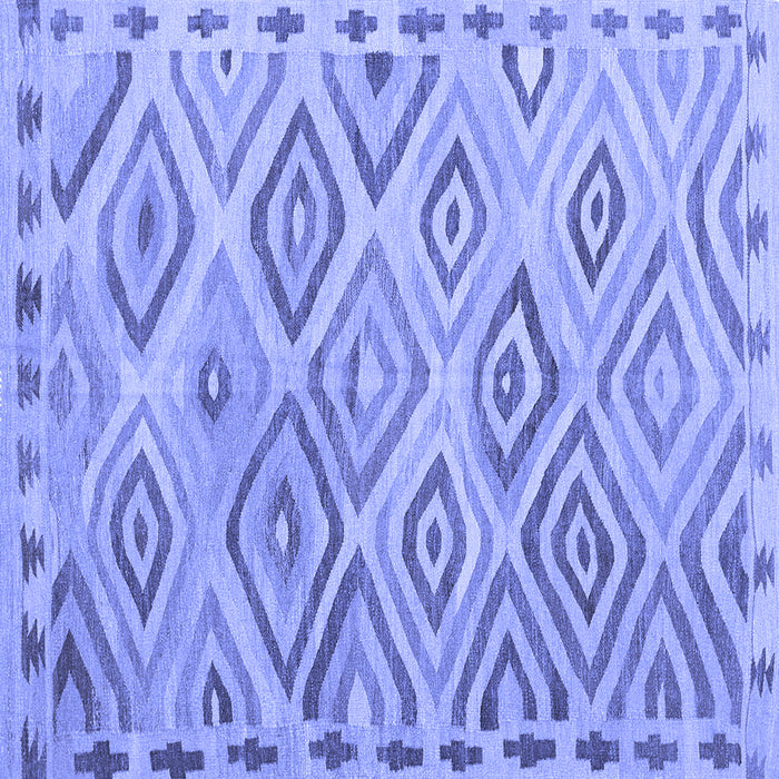 Square Machine Washable Southwestern Blue Country Rug, wshcon978blu