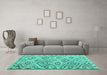 Machine Washable Southwestern Turquoise Country Area Rugs in a Living Room,, wshcon978turq