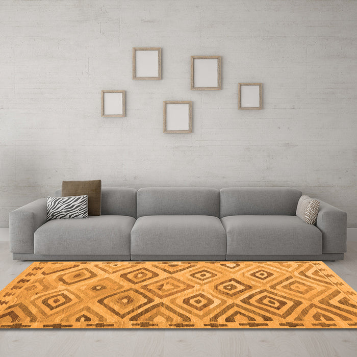 Machine Washable Southwestern Orange Country Area Rugs in a Living Room, wshcon978org