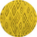 Round Machine Washable Southwestern Yellow Country Rug, wshcon978yw