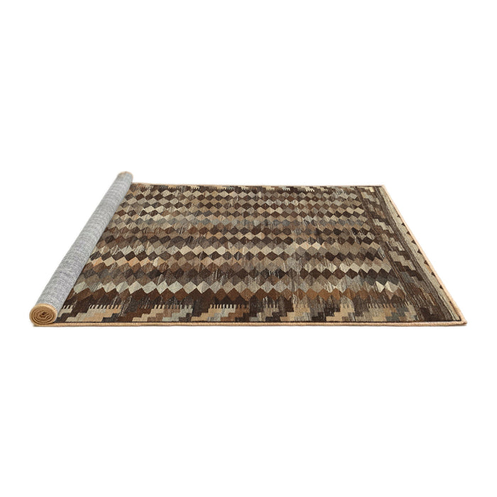 Serging Thickness of Machine Washable Contemporary Camel Brown Rug, wshcon979