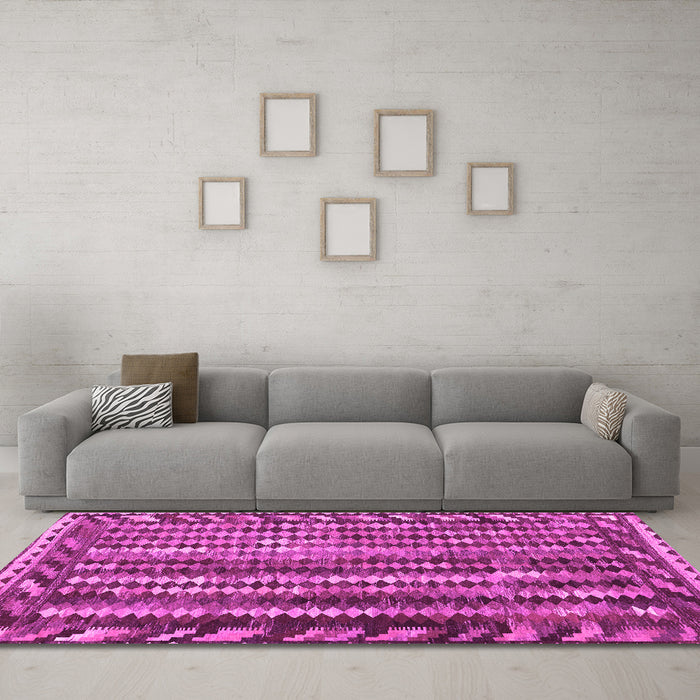 Machine Washable Abstract Pink Contemporary Rug in a Living Room, wshcon979pnk