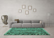 Machine Washable Abstract Turquoise Contemporary Area Rugs in a Living Room,, wshcon979turq