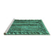 Sideview of Machine Washable Abstract Turquoise Contemporary Area Rugs, wshcon979turq