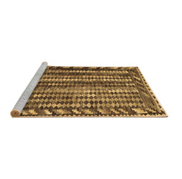 Sideview of Machine Washable Abstract Brown Contemporary Rug, wshcon979brn