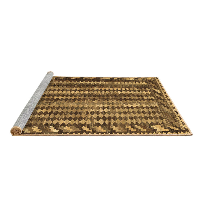 Sideview of Machine Washable Abstract Brown Contemporary Rug, wshcon979brn