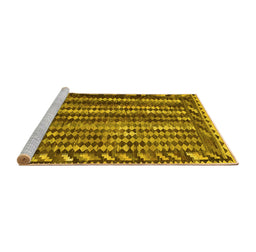 Sideview of Machine Washable Abstract Yellow Contemporary Rug, wshcon979yw