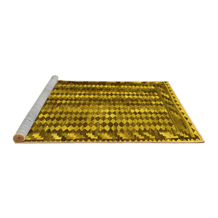 Sideview of Machine Washable Abstract Yellow Contemporary Rug, wshcon979yw