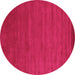 Round Machine Washable Abstract Pink Contemporary Rug, wshcon97pnk