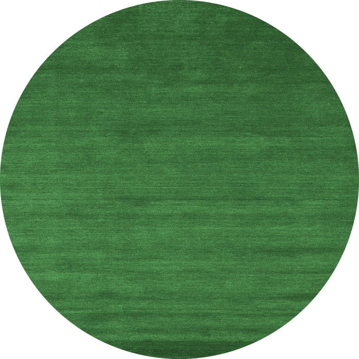 Round Machine Washable Abstract Emerald Green Contemporary Area Rugs, wshcon97emgrn