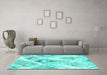 Machine Washable Abstract Turquoise Contemporary Area Rugs in a Living Room,, wshcon980turq
