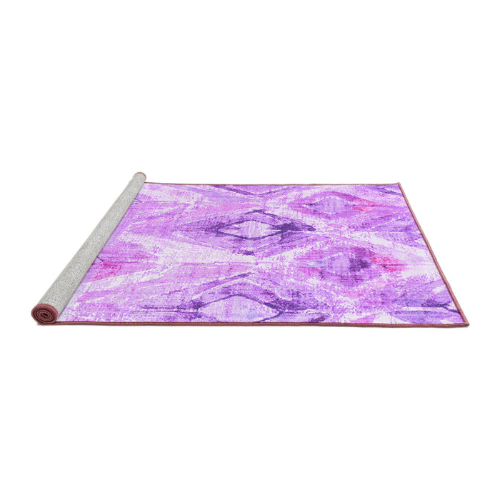 Sideview of Machine Washable Abstract Purple Contemporary Area Rugs, wshcon980pur