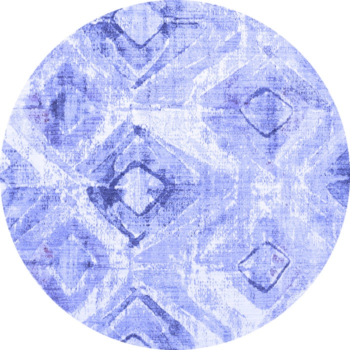 Round Machine Washable Abstract Blue Contemporary Rug, wshcon980blu